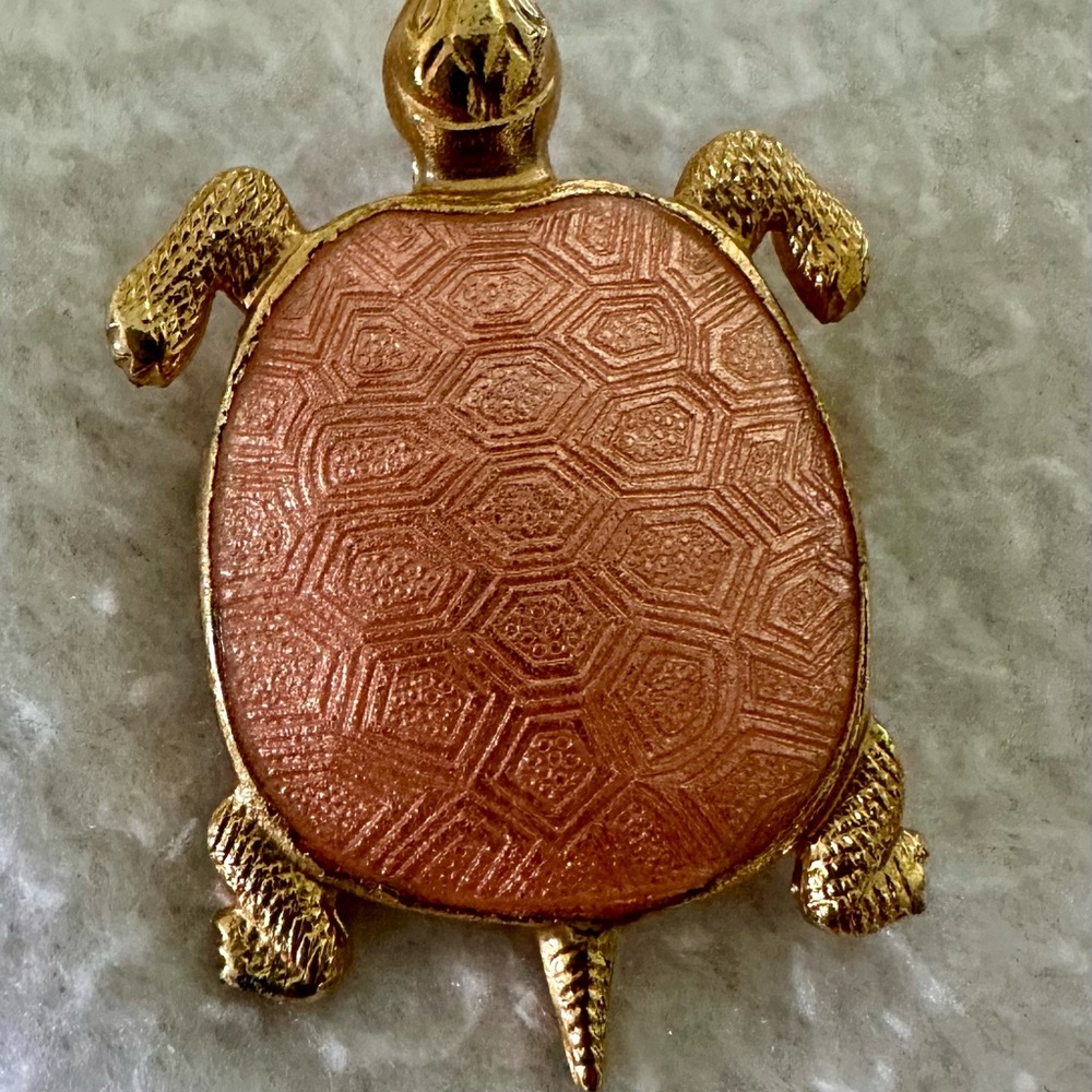 Vintage Gold and Copper Turtle Reptile brooch